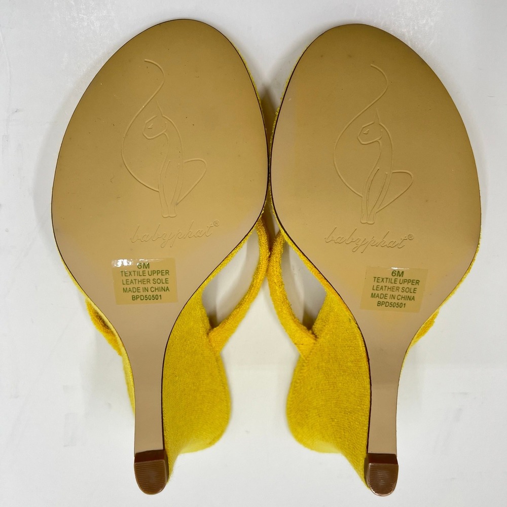 Baby Phat Terry Wedge Thong Womens Size 6 Yellow Y2K McBling Logo Sandal NWB - Picture 4 of 15